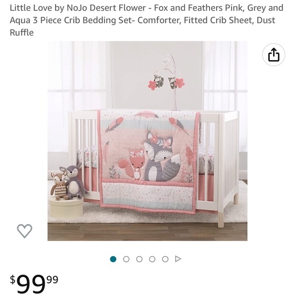🆕 Little Love by NoJo Desert Flower Fox and Feathers 3 Piece Crib Beddin… - Picture 3 of 13